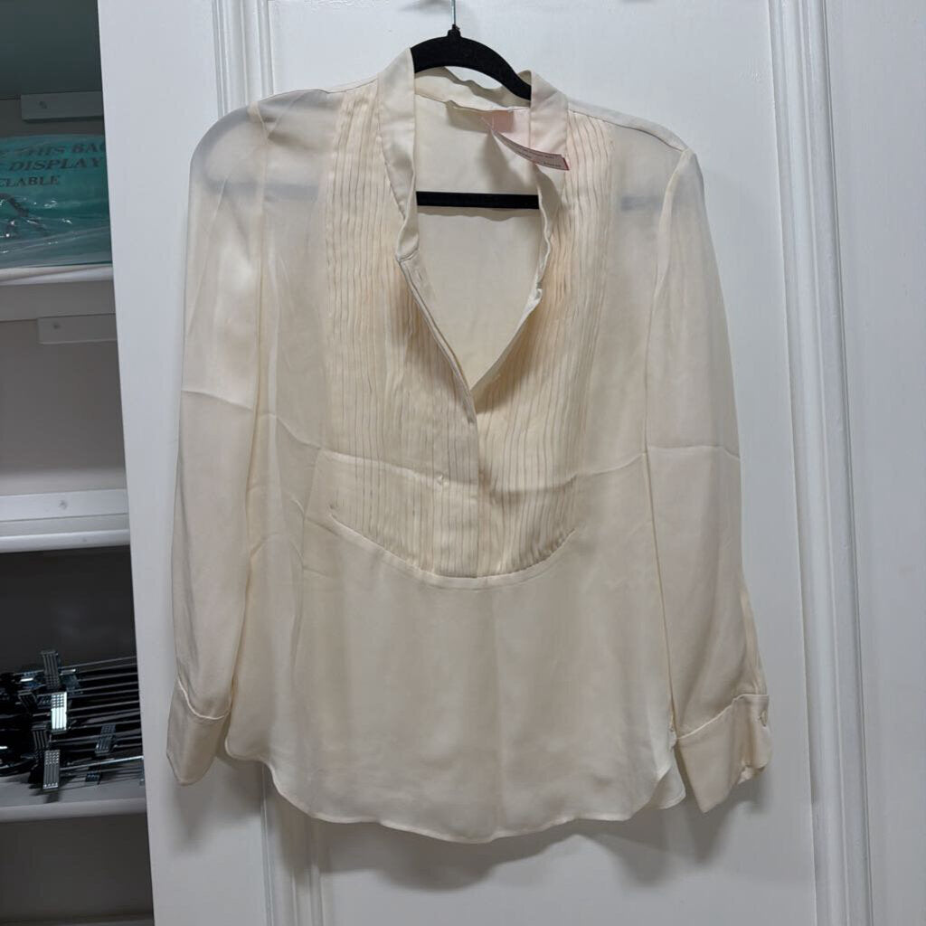 Cream Silk Pintuck Shirt