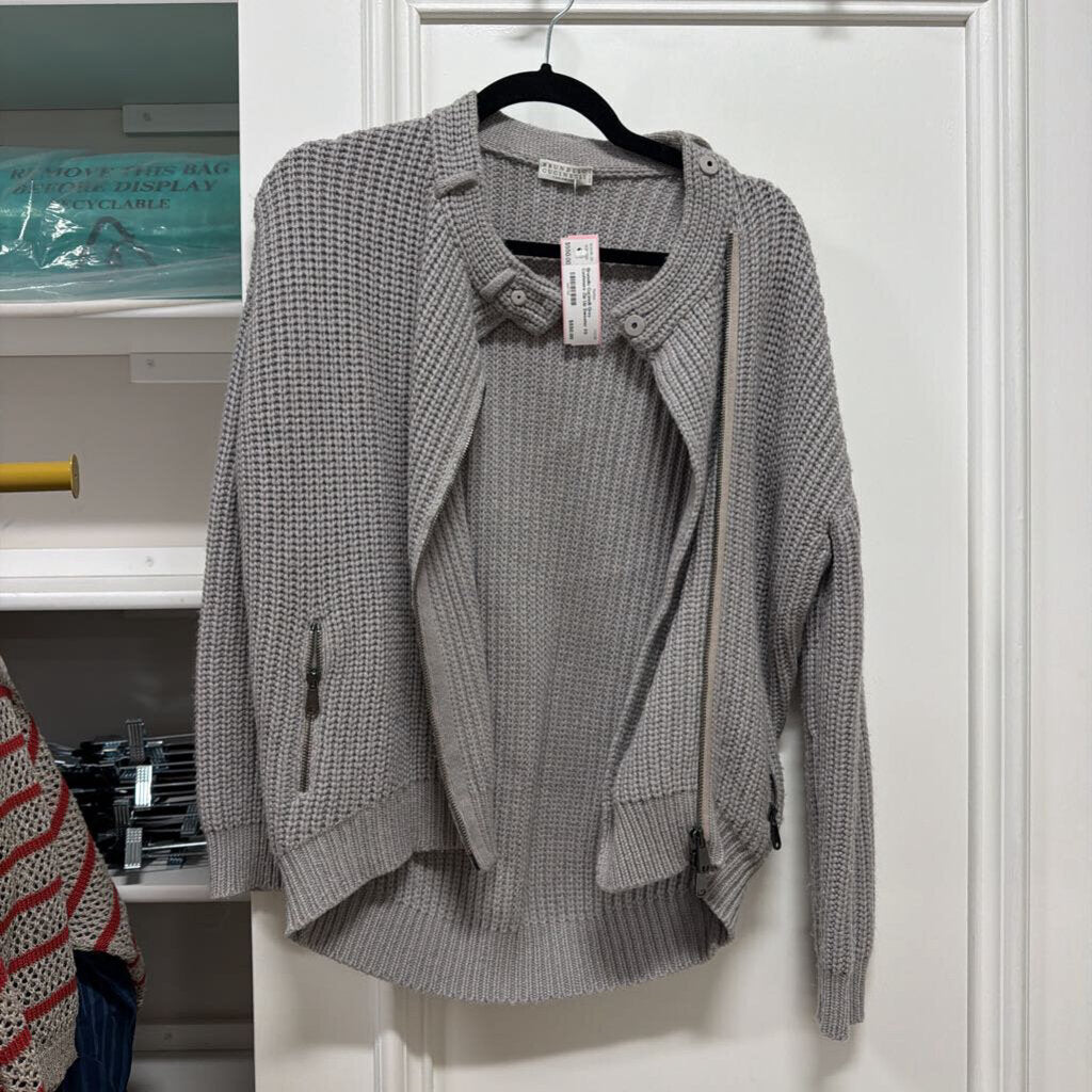 Grey Cashmere Zip Up Sweater