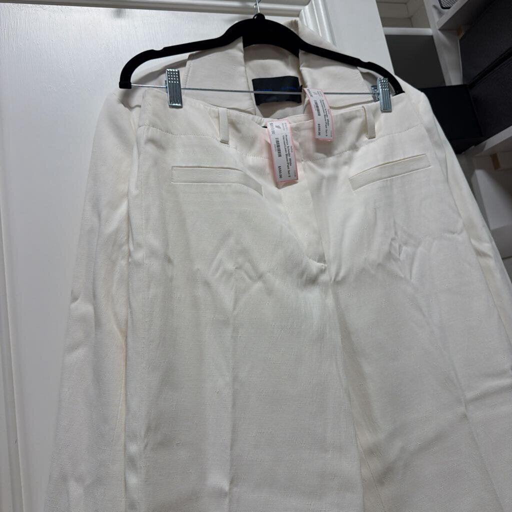 White Viscose/Linen Blazer/Pant Set