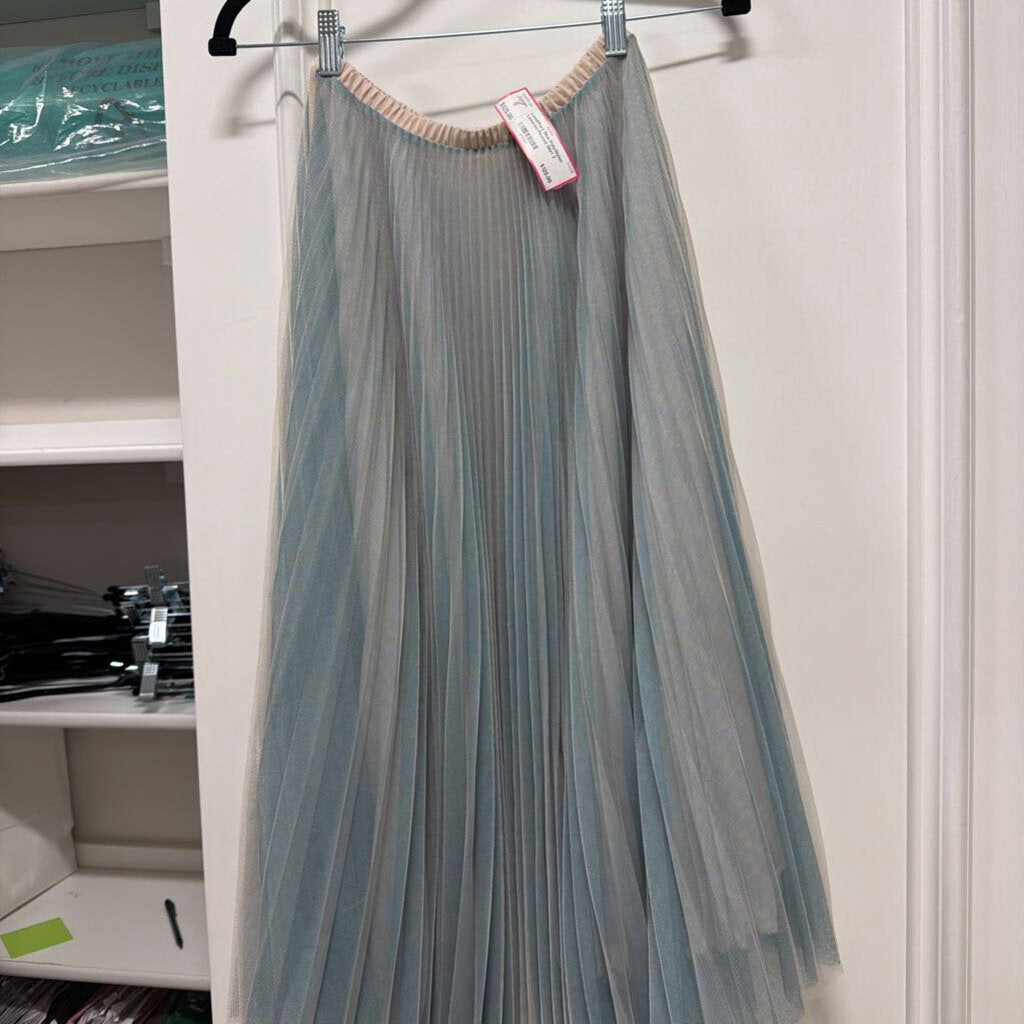 Blue Poly/Nylon Layered Pleated Skirt
