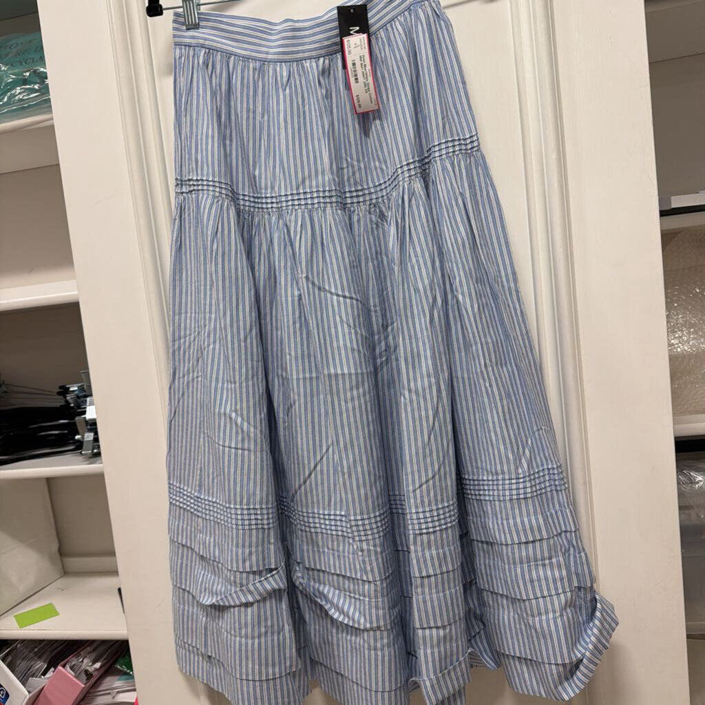 Blue/White Stripe Cotton Midi Skirt (NWT 228)