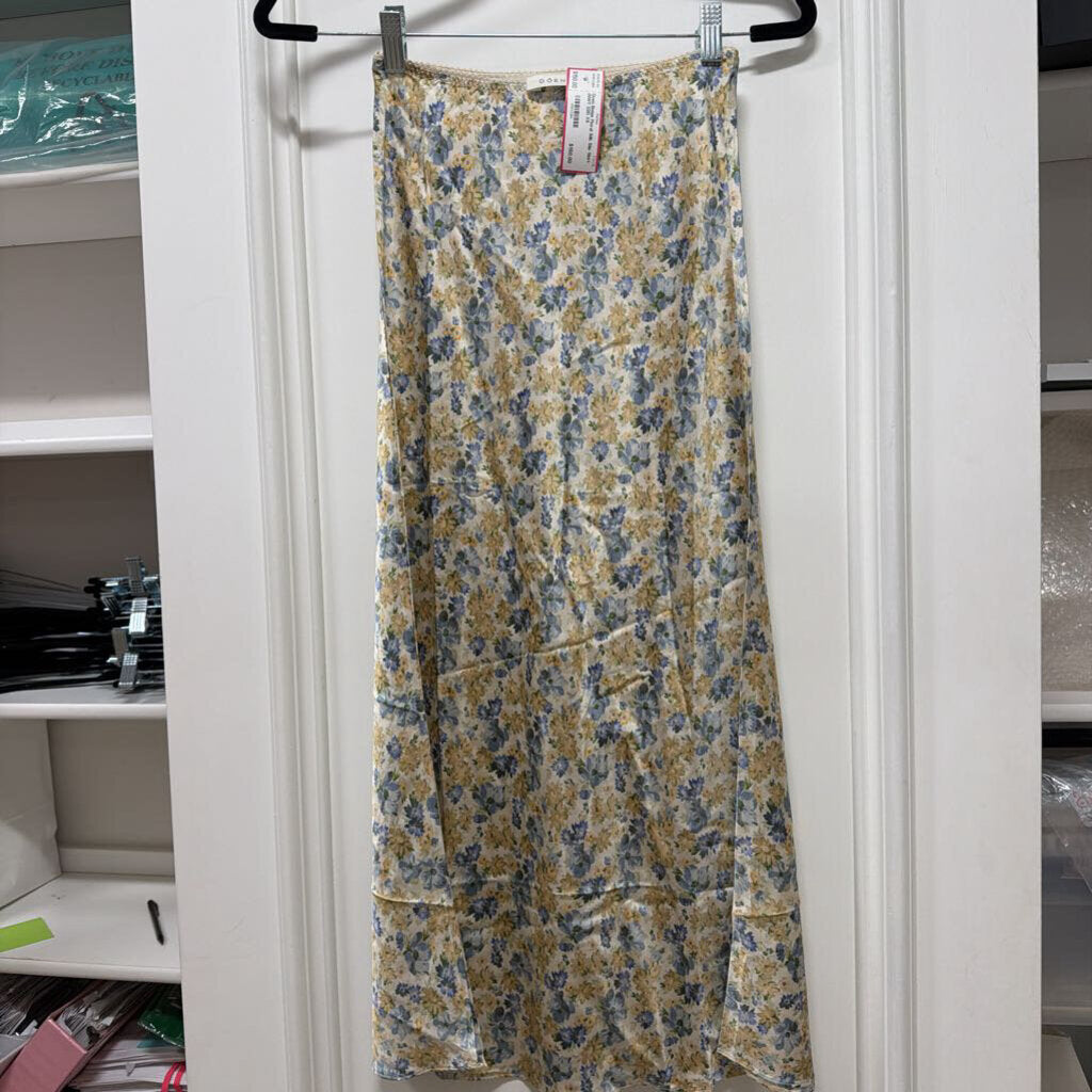 Beige Floral Silk Slip Skirt (NWT 328)