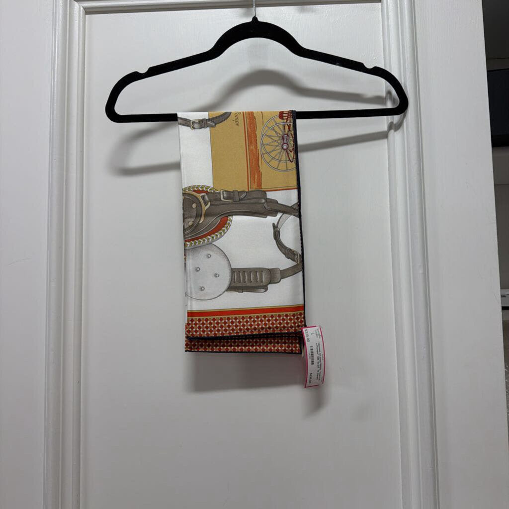 Orange/White "Carrick a Pompe" Silk Scarf, 70 (new)