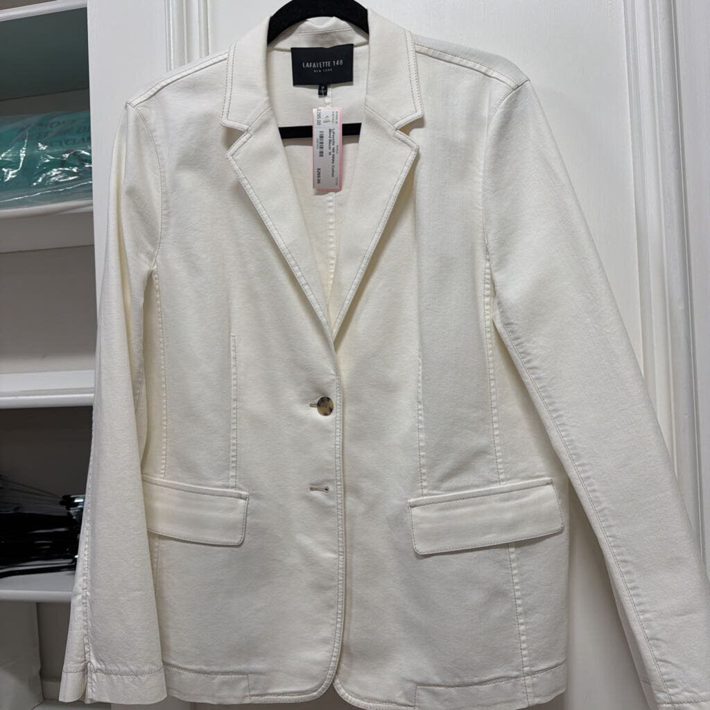 White Cotton Blend Blazer