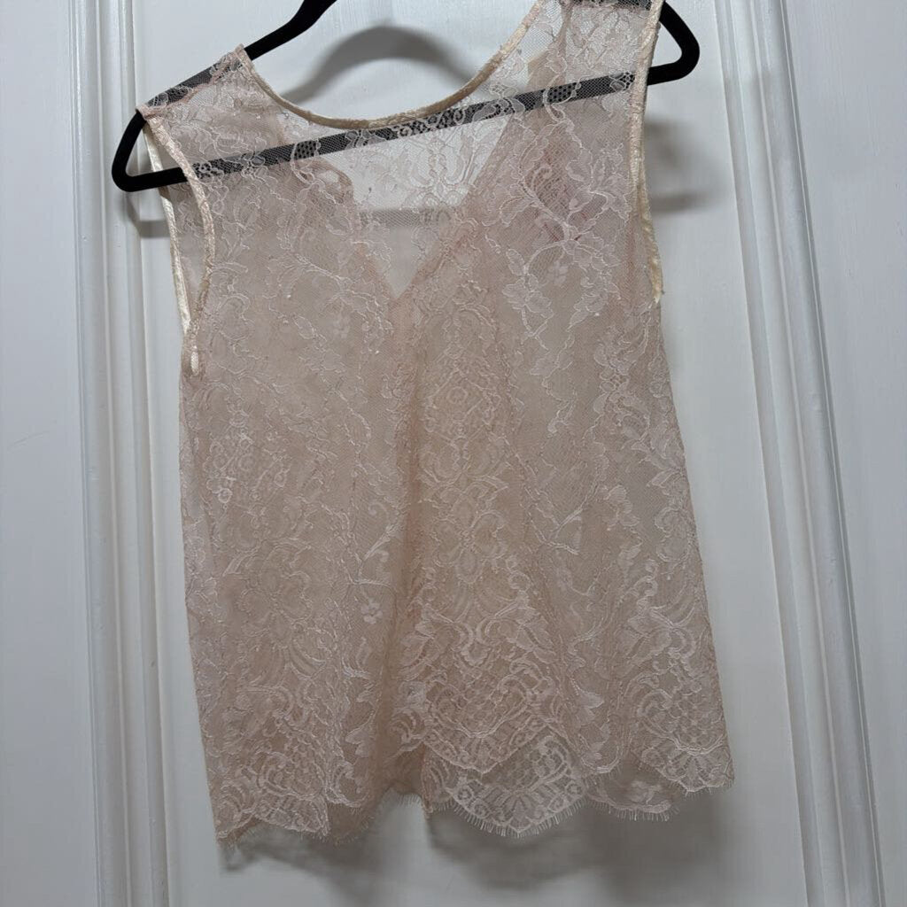 Pink Nylon Lace Sleeveless Top
