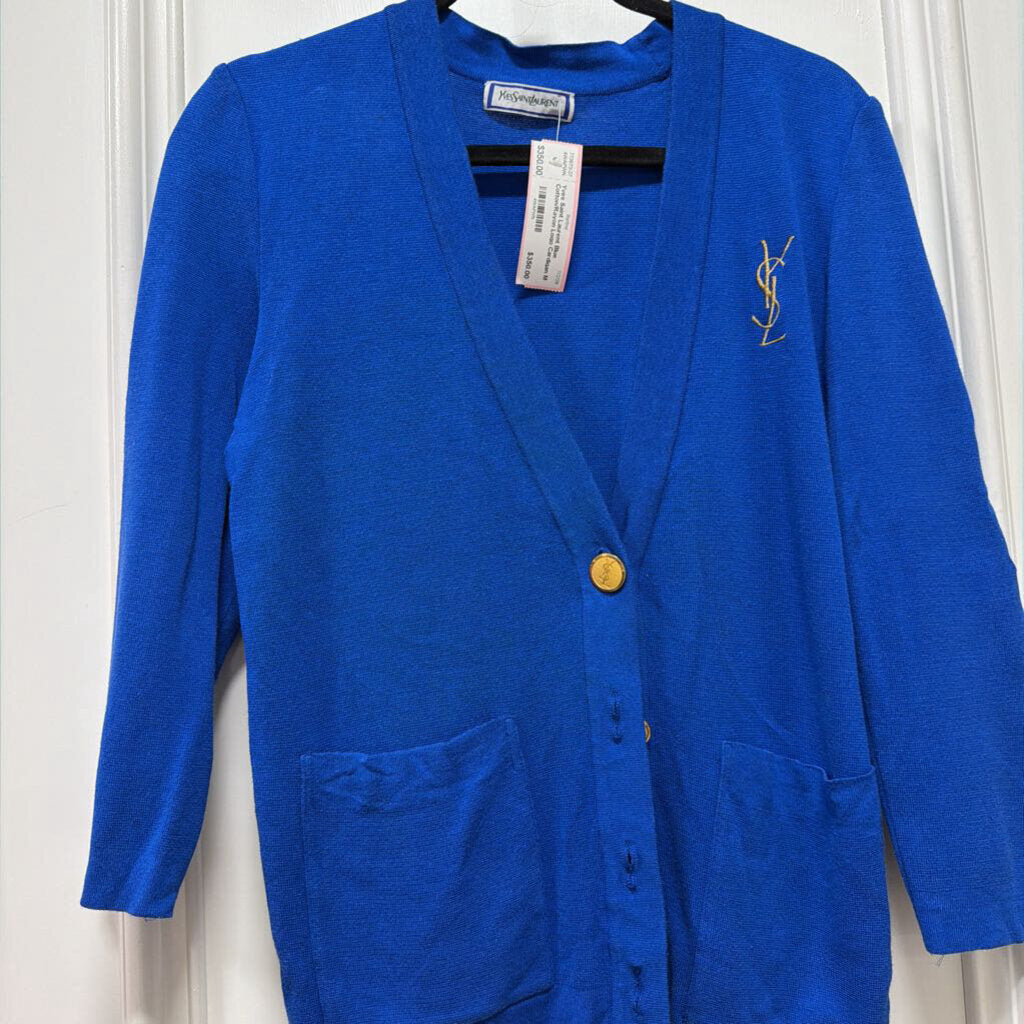 Blue Cotton/Rayon Logo Cardigan
