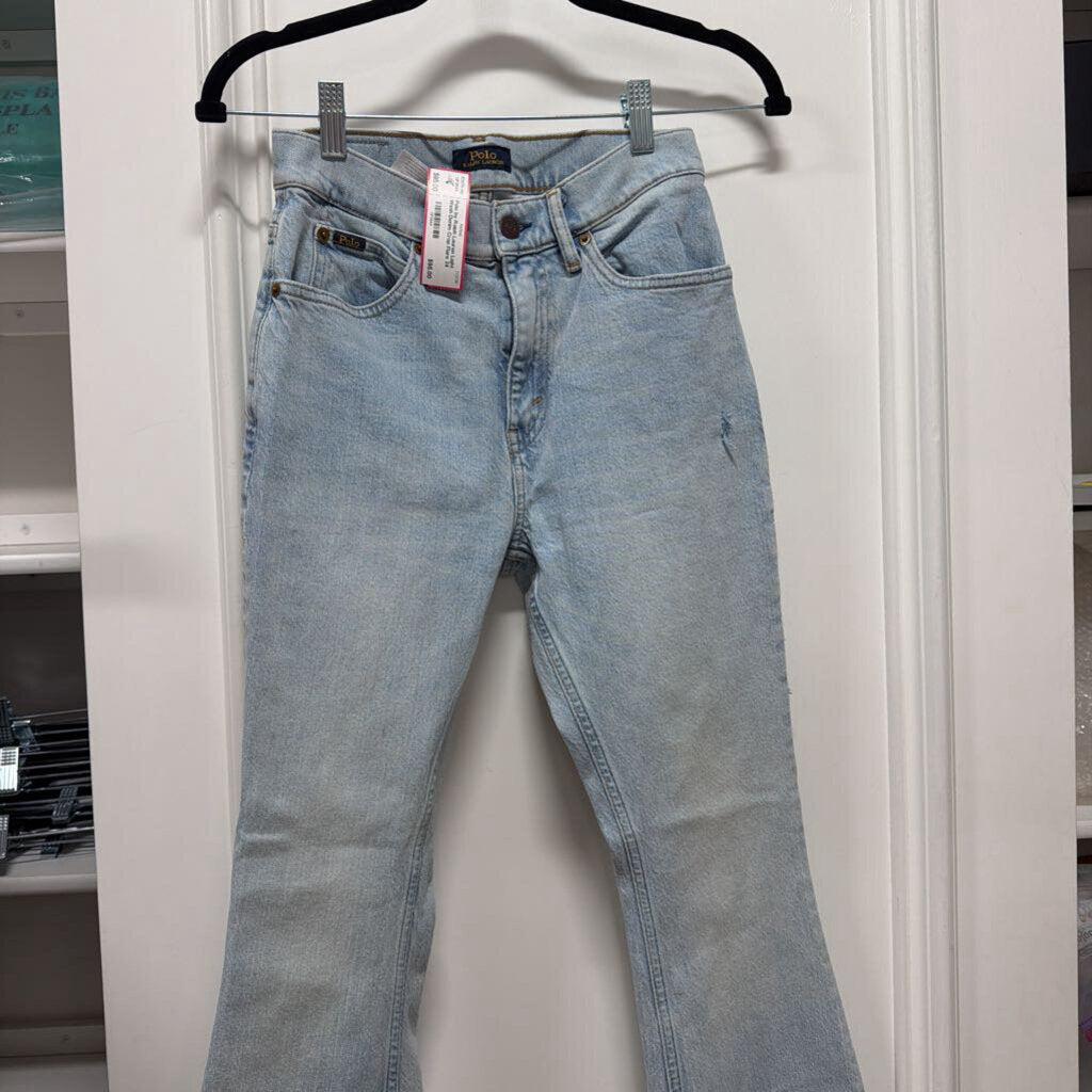 Light Wash Denim Crop Flare