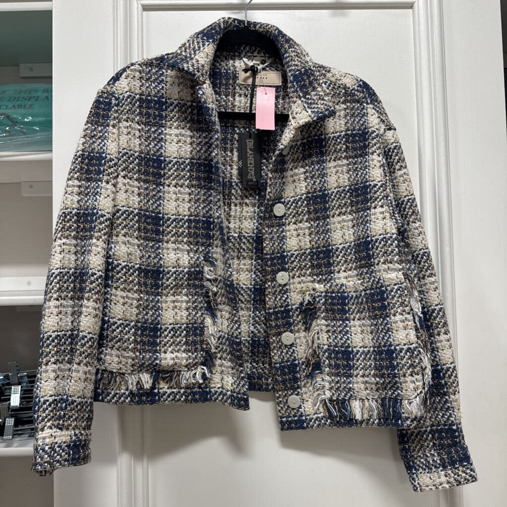 Blue/Cream Gingham Tweed Jacket (NWT)