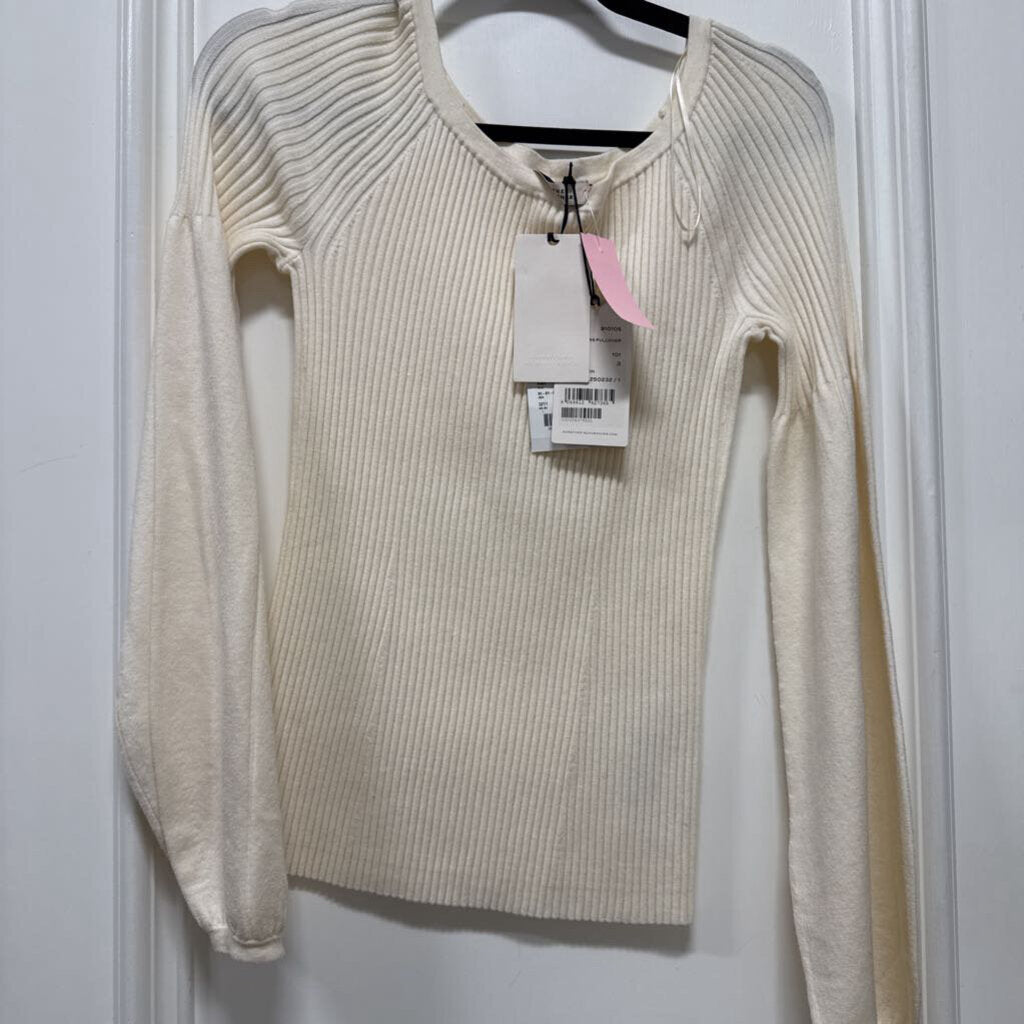 Cream Wool/Lyocell Blend Ribbed Sweater (NWT)