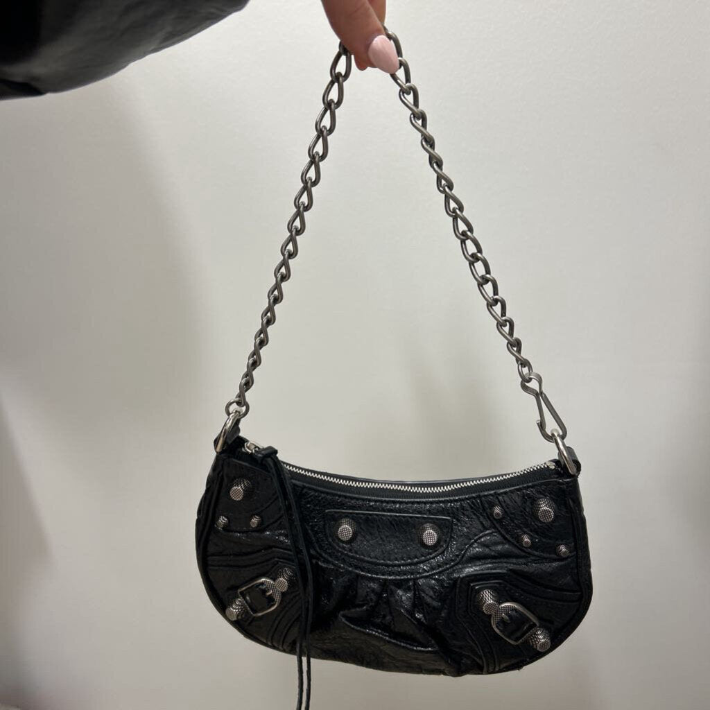 Black Leather Le Cagole Mini Shoulder Bag