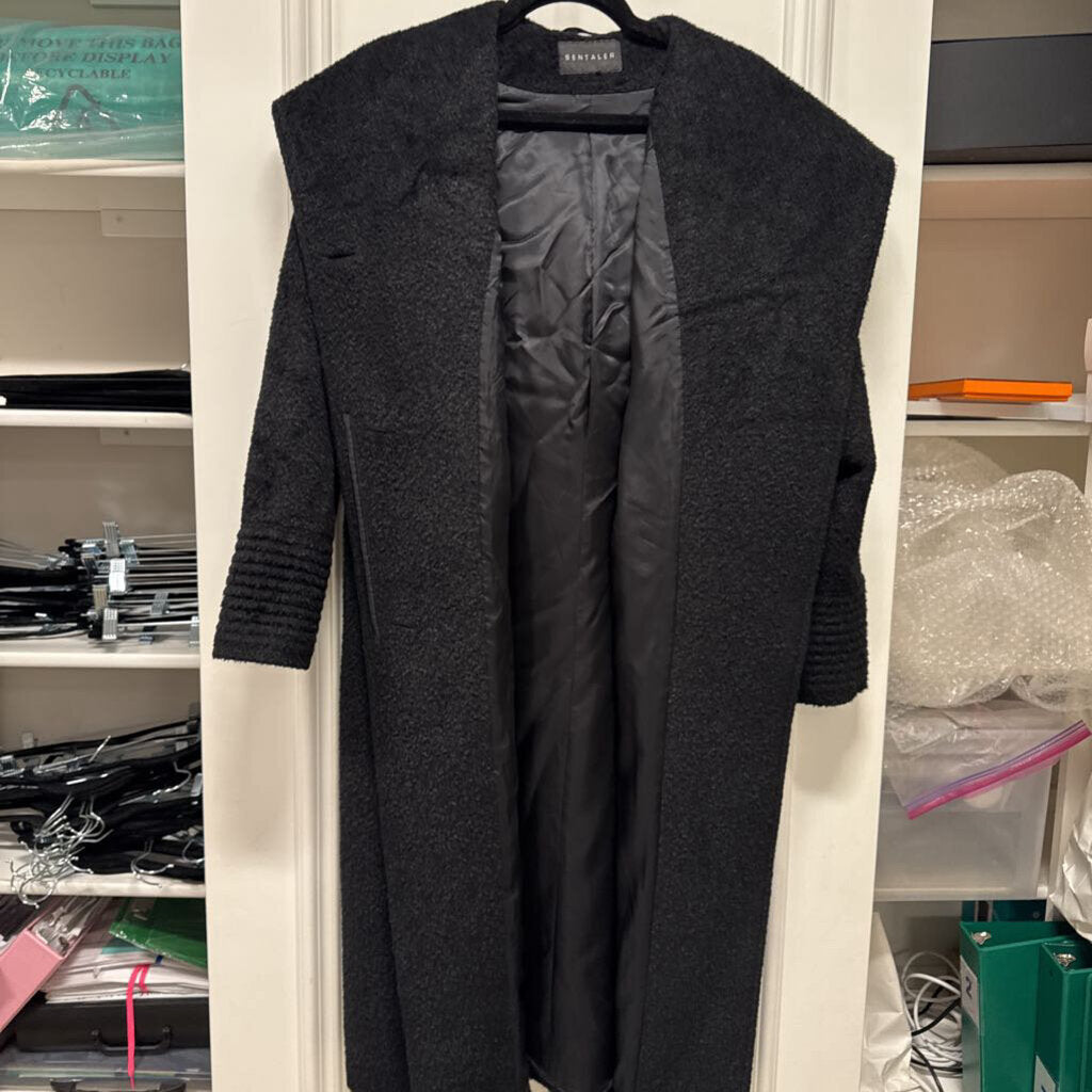 Black Alpaca/Wool Coat (AS IS hole, no belt)