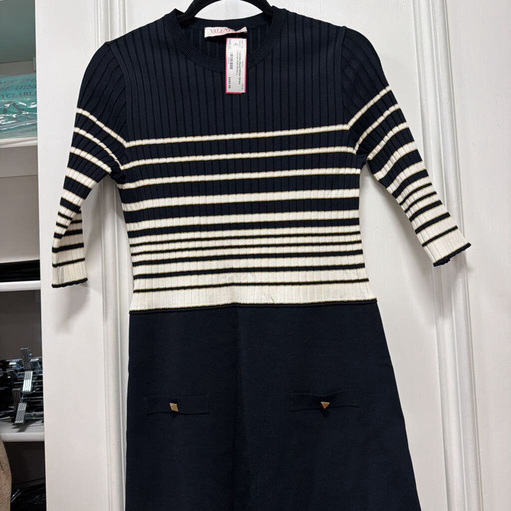 Black/White Stripe Viscose Knit Dress