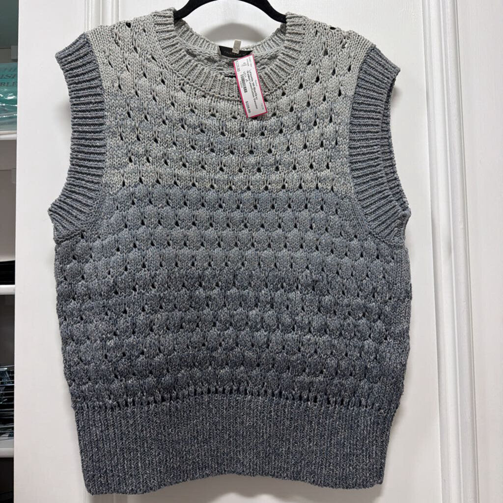Blue/Gray Gradient Linen/Cotton Sweater Vest