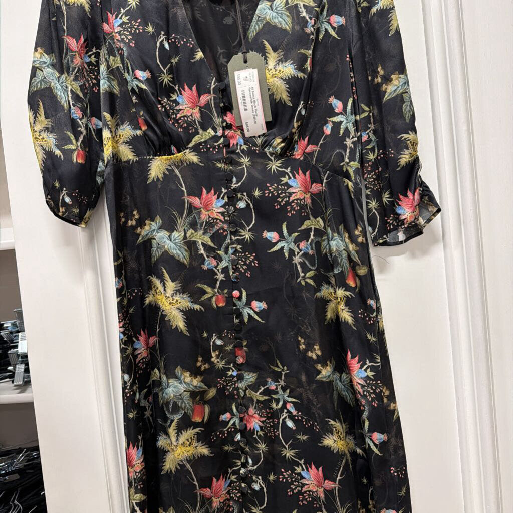 Black Floral Viscose/Silk Dress (228)