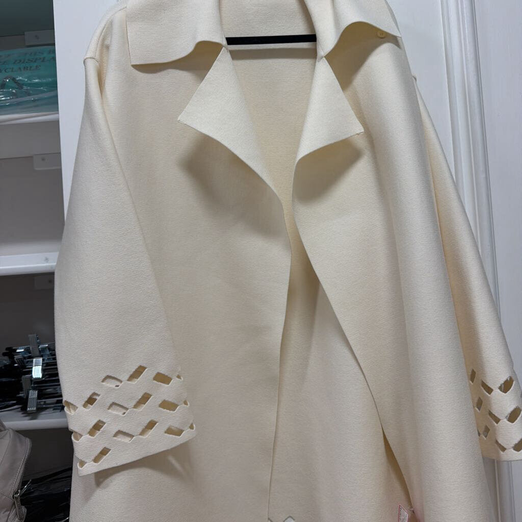 Cream Wool/Poly Cutout Jacket (as is discoloration)