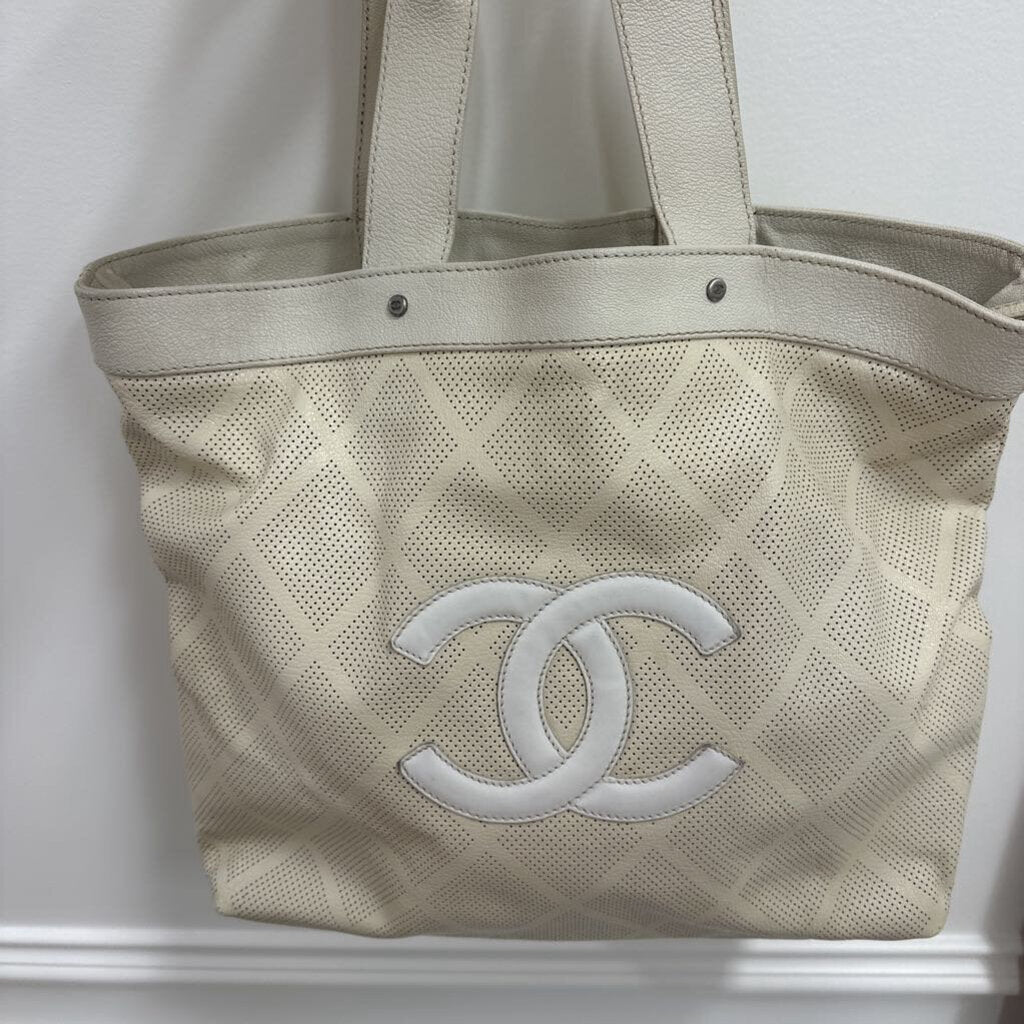 Cream Perforated Timeless Tote