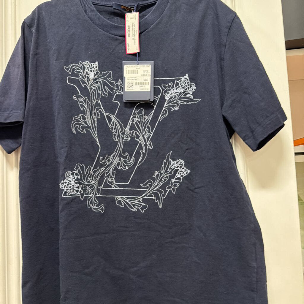Navy Cotton Embroidered Tee