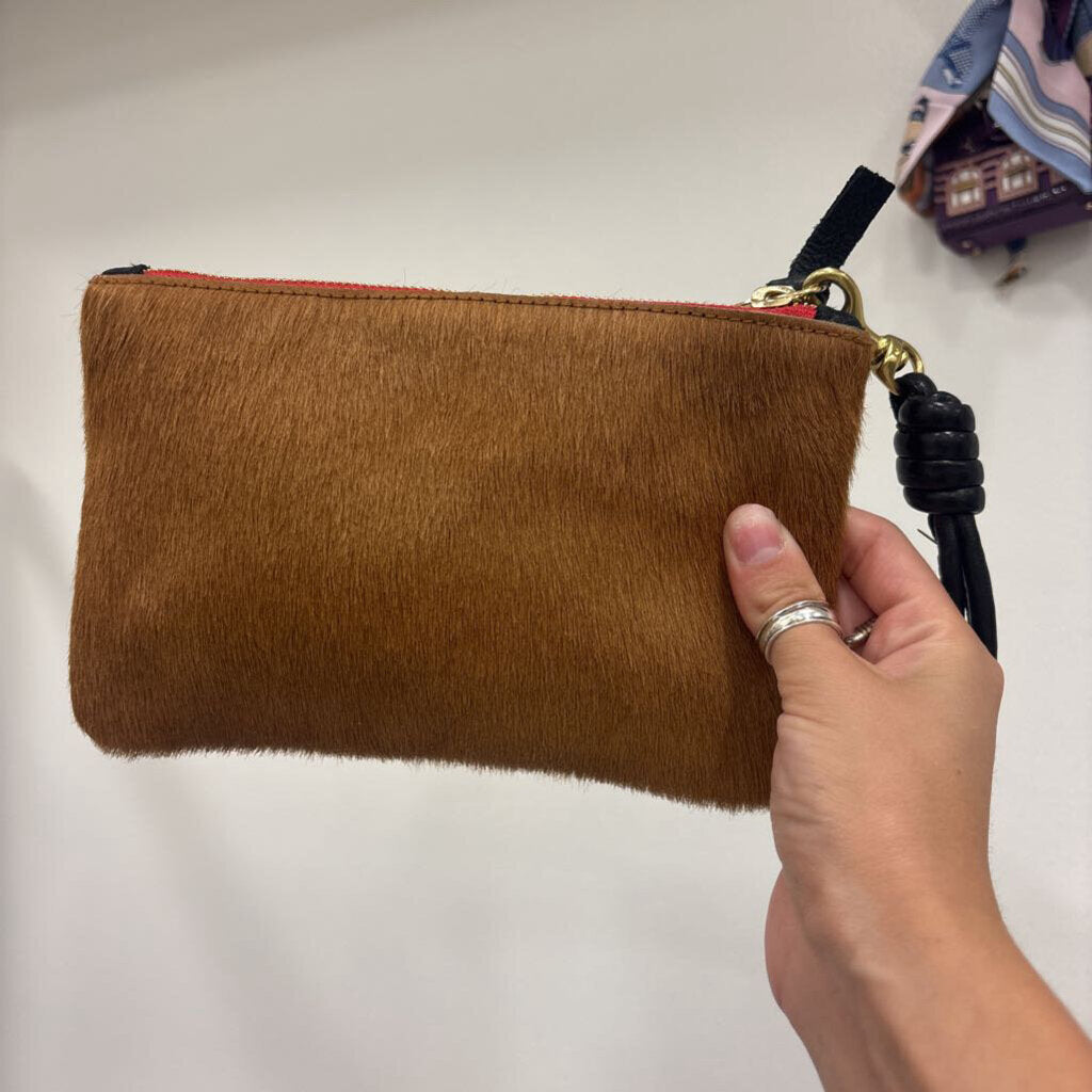Brown Ponyhair Wristlet