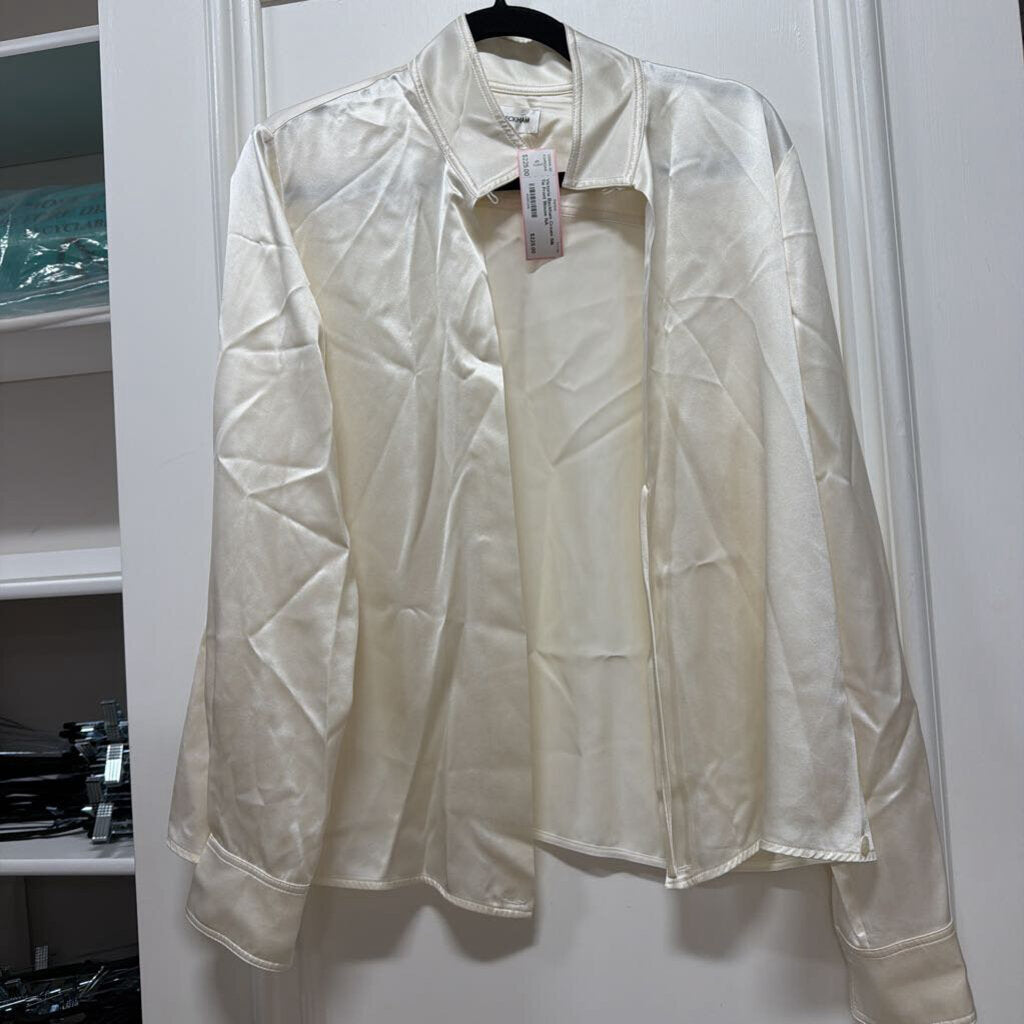 Cream Silk Tie Front Blouse