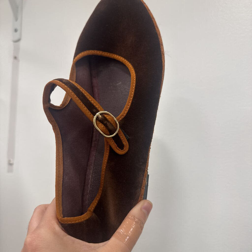 Brown Velvet Mary Jane Flats