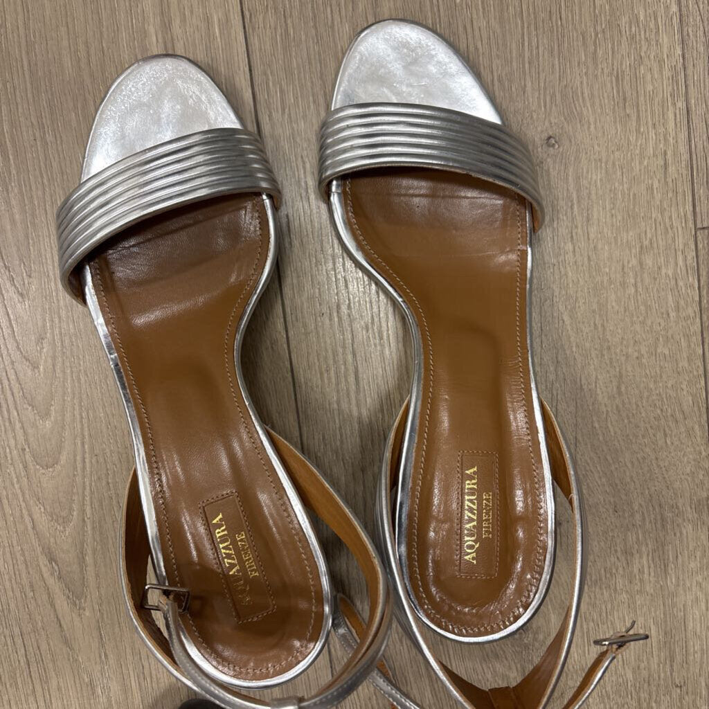 Silver leather Ankle Strap Sandal (AS IS)