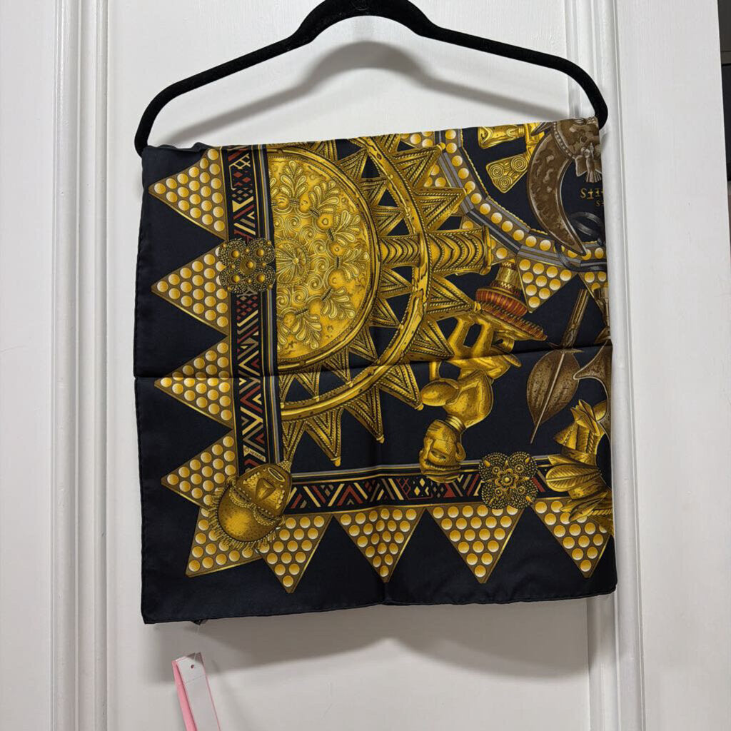 Black/Gold Silk Pattern Scarf