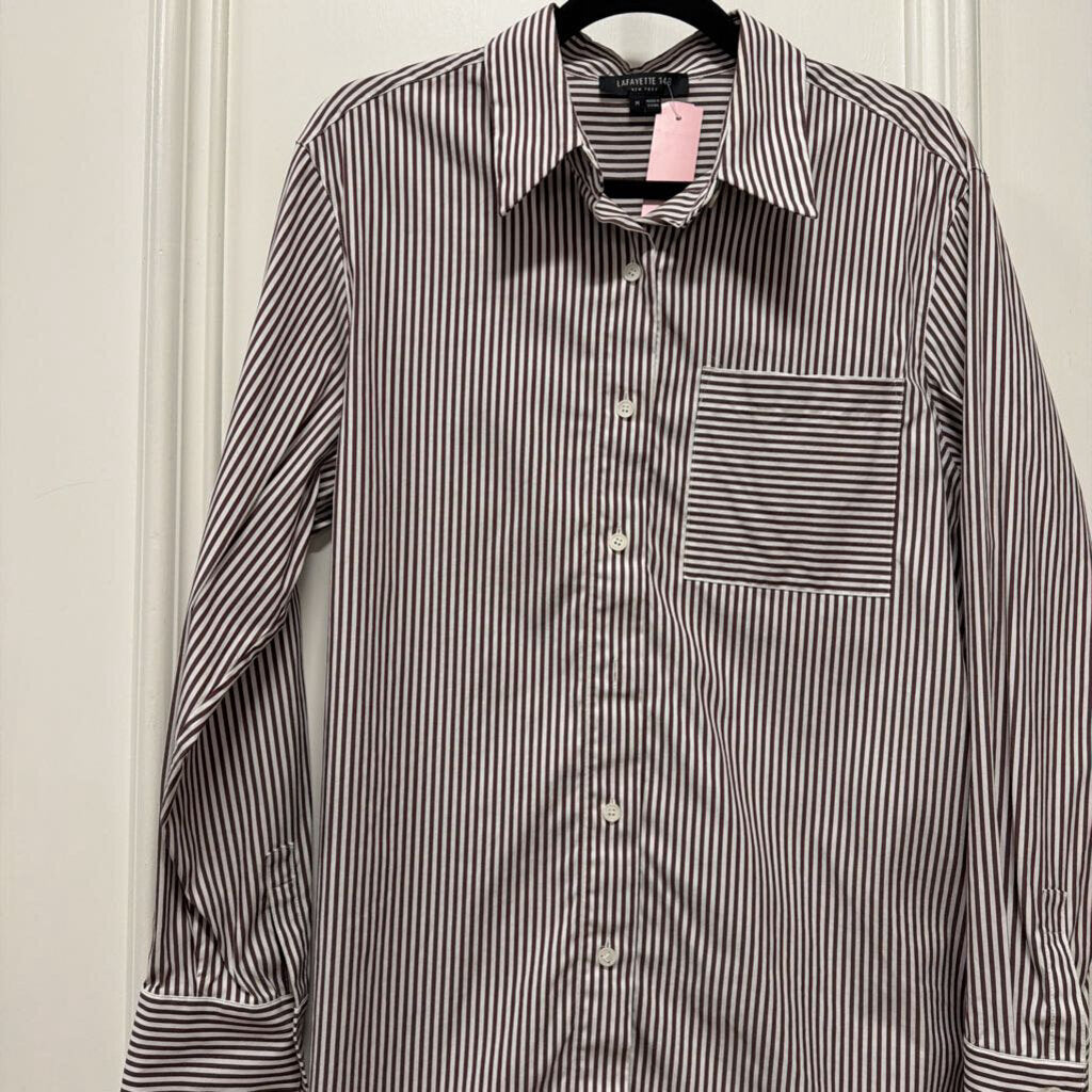 Maroon/White Stripe Cotton Blend Shirt