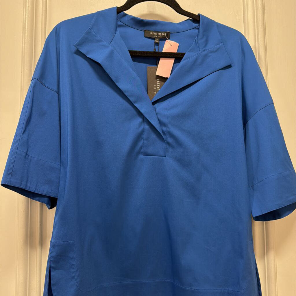 Blue Cotton Blend SS Shirt