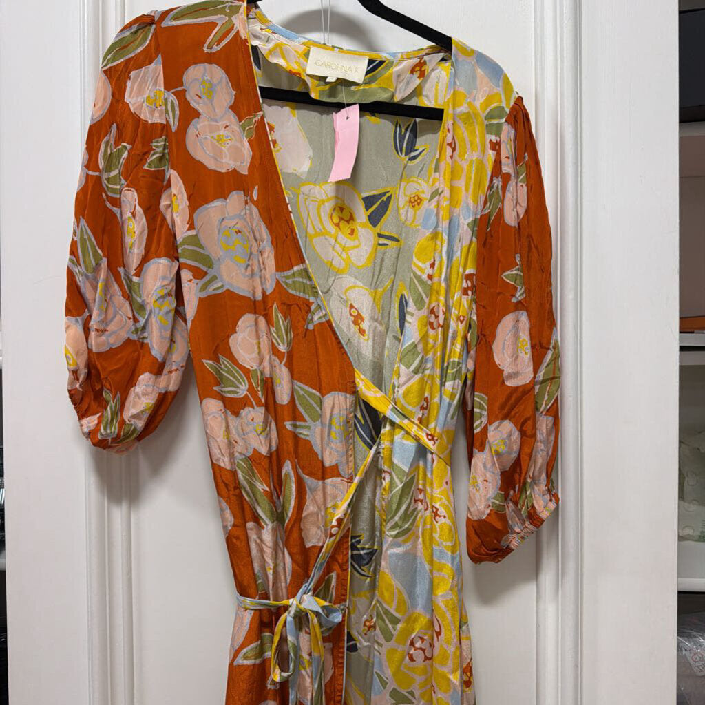Floral Print Maxi Viscose Dress With Belt