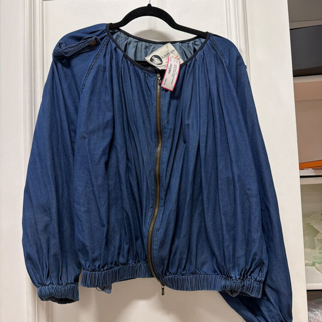 Dark Washed Bubble Zip Up Jacket