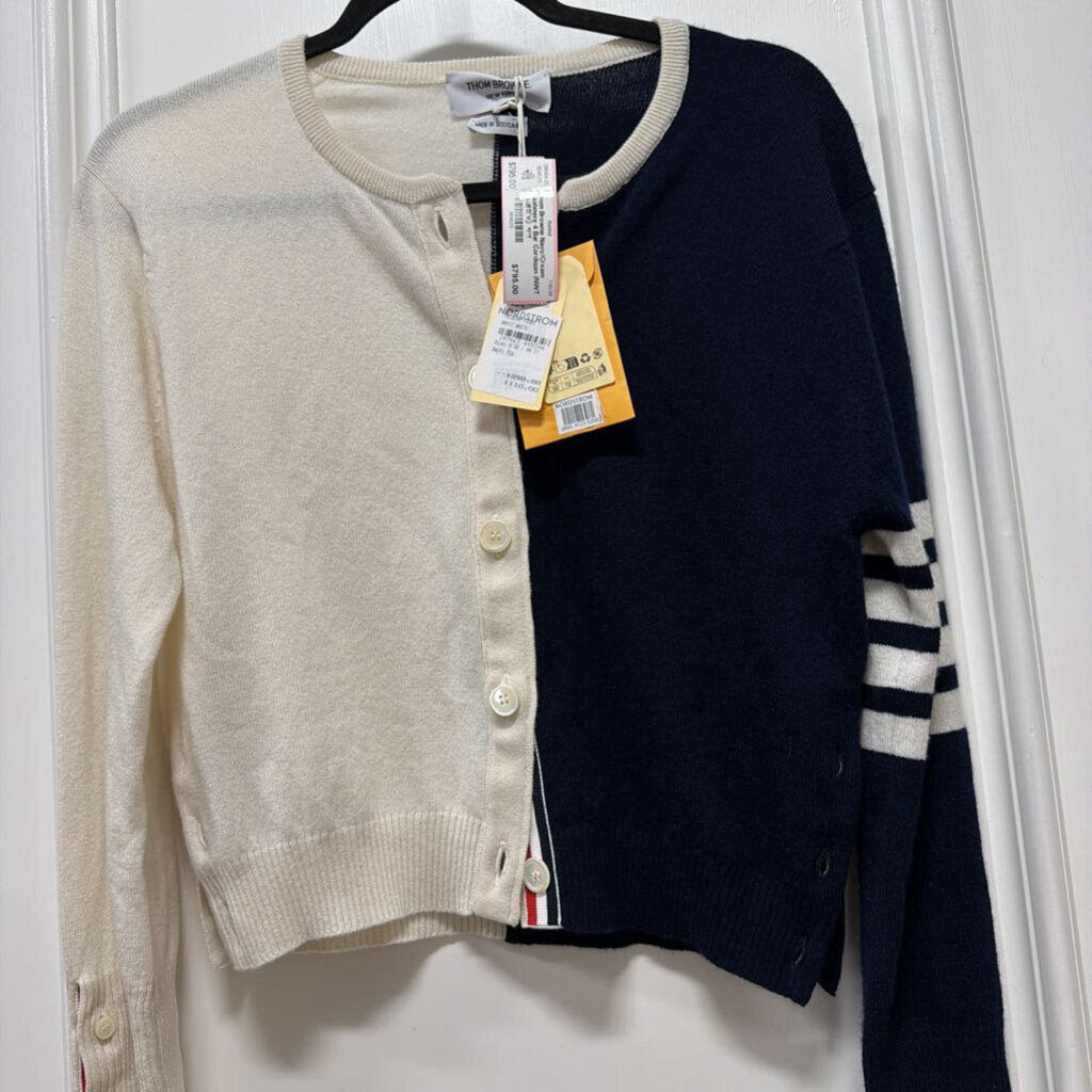 Navy/Cream Cashmere 4 Bar Cardigan (NWT $1850)