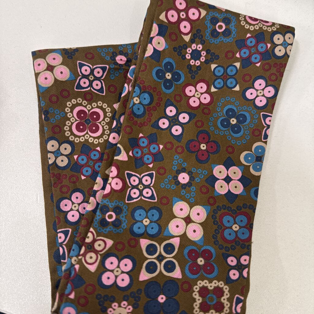 Brown Printed Silk Twilly