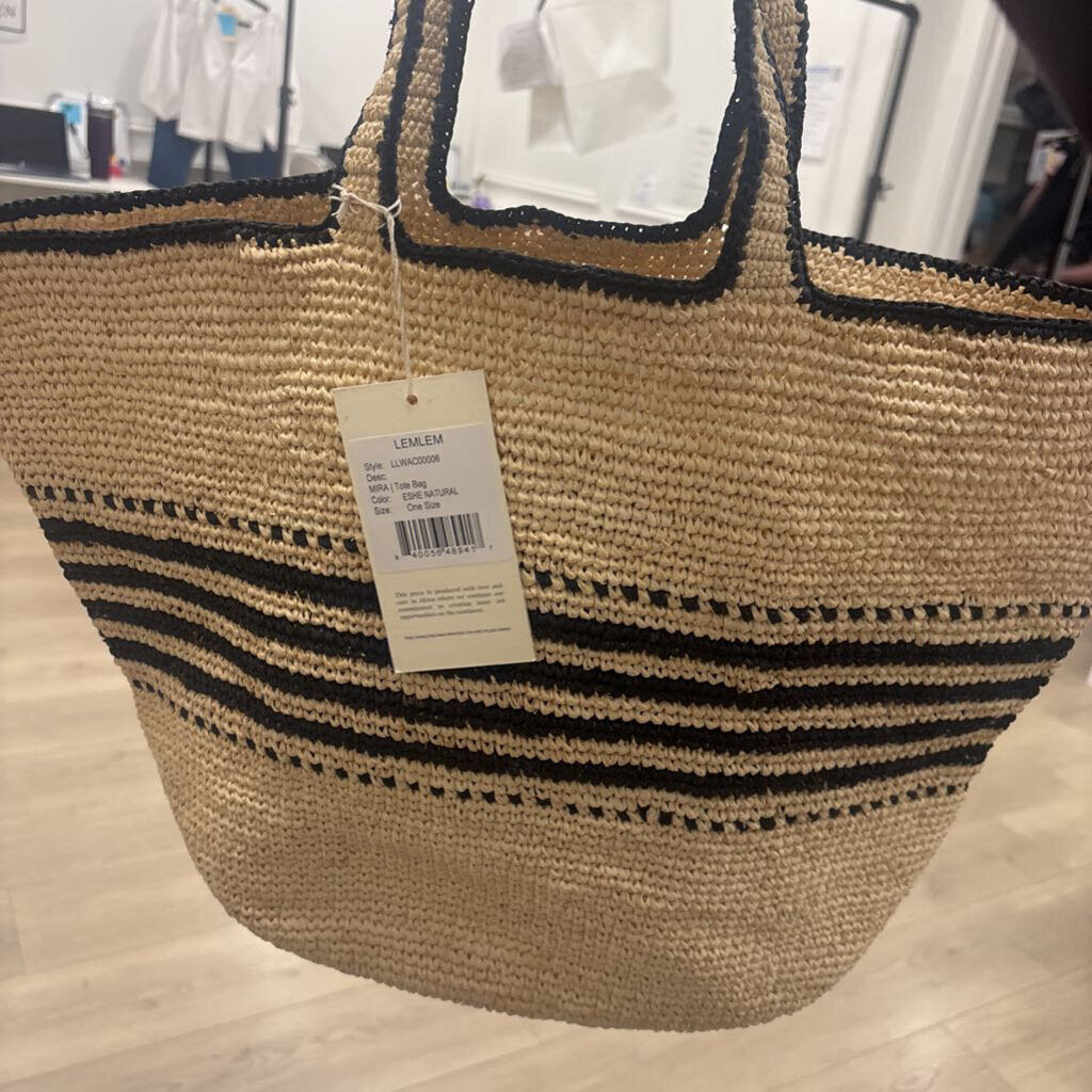 Beige Raffia Stripe Tote (NWT)