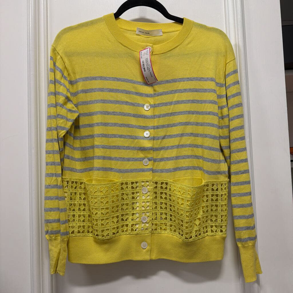Yellow Striped Cotton Cardigan