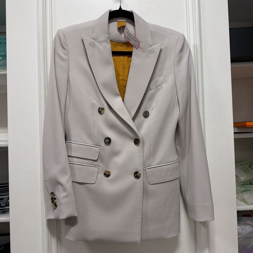 Gray Wool Double-Breasted Blazer