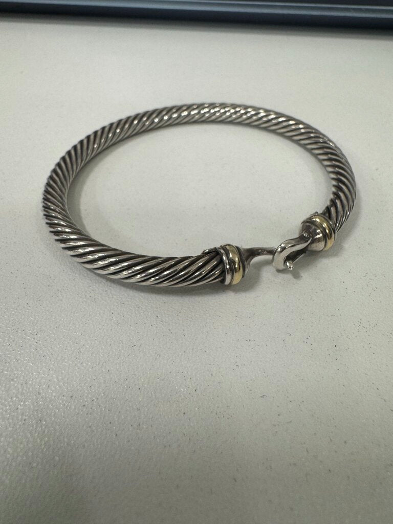 Sterling Silver + 18k Yellow Gold Cable Buckle Bracelet (640)