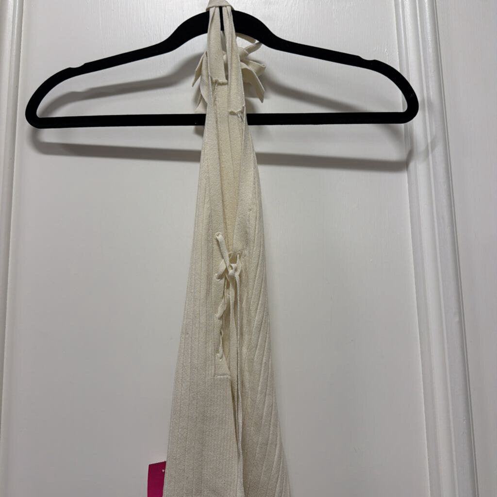 Cream Halter Top Lace Up Front