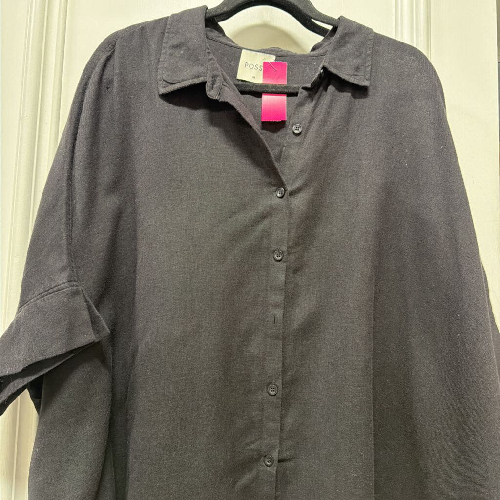 Black Linen/Cotton SS Shirt
