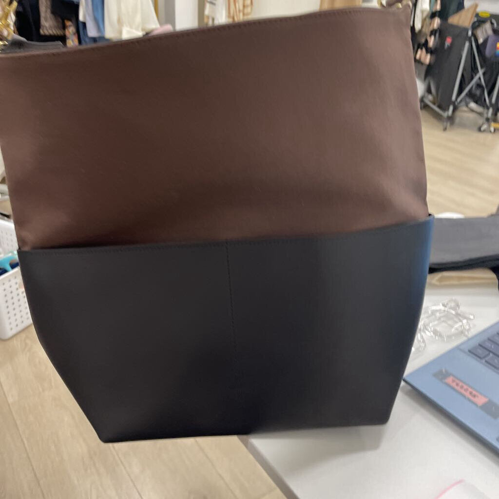 Brown/Black Canvas Leather Tote