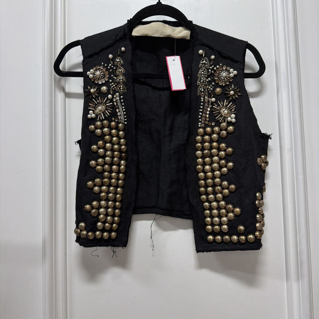 Black Gold Embellished Vest