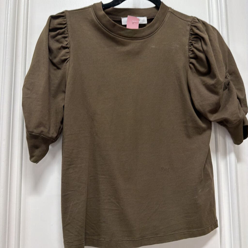 Green Cotton Puff Sleeve Tee