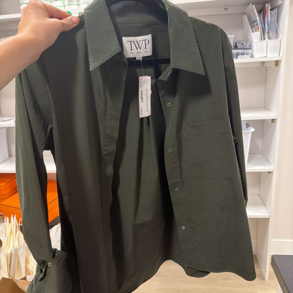 Green Button Up Top