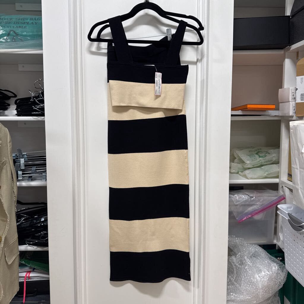 Cream & Black Viscose Knit Tank/Skirt SET