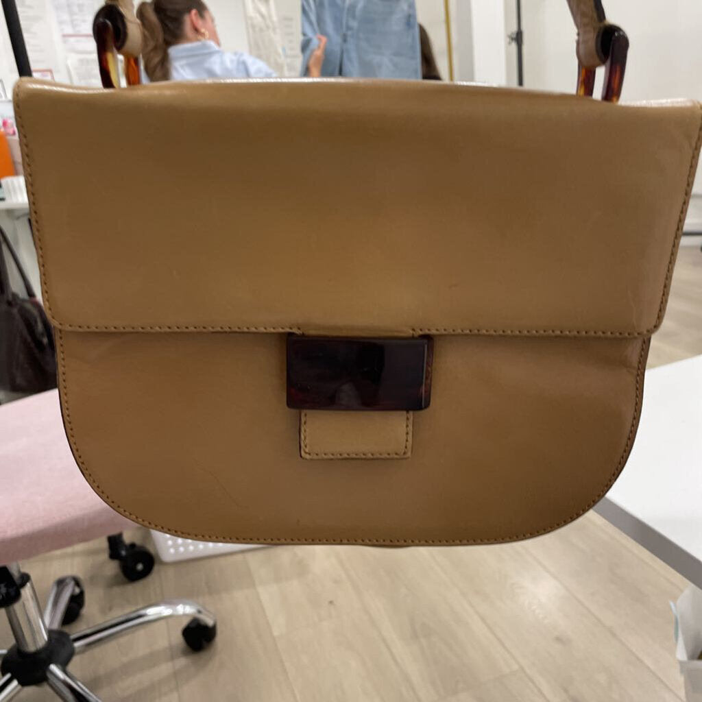 Tan Leather Madras Shoulder Bag