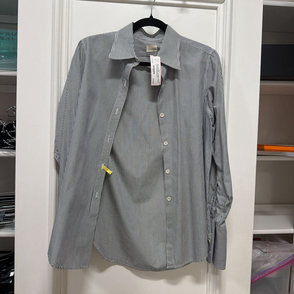 Blue & White Striped Cotton Button Down