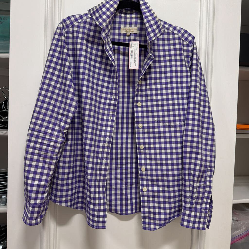 Purple White Check Button Up Shirt