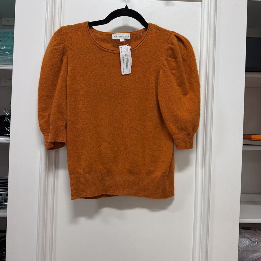Orange Short Sleeve Cashmere Sweater