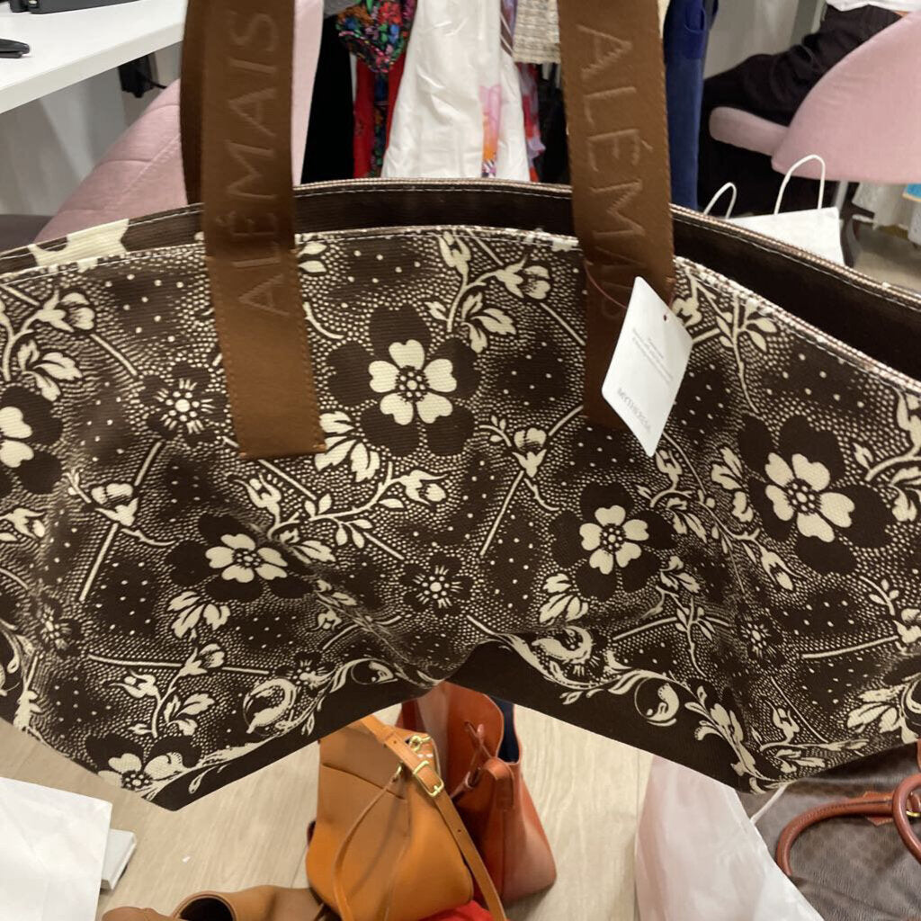 Brown Floral Canvas Tote (375) NWT