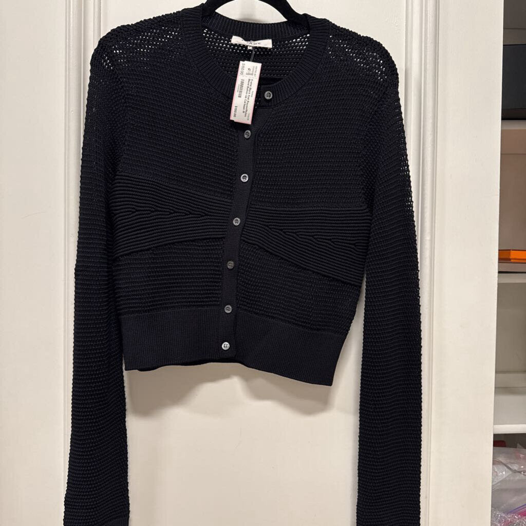 Black Knit Rayon/Nylon Blend Button Up Cartigan