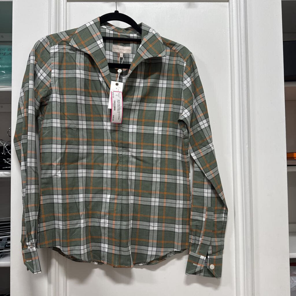 Green/White Plaid Cotton Shirt